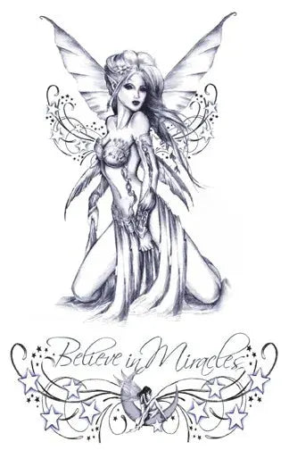 Duo de tatouages temporaires fée féérique sensuelle, motif enchanteur élégant, idéal pour créer une ambiance magique.