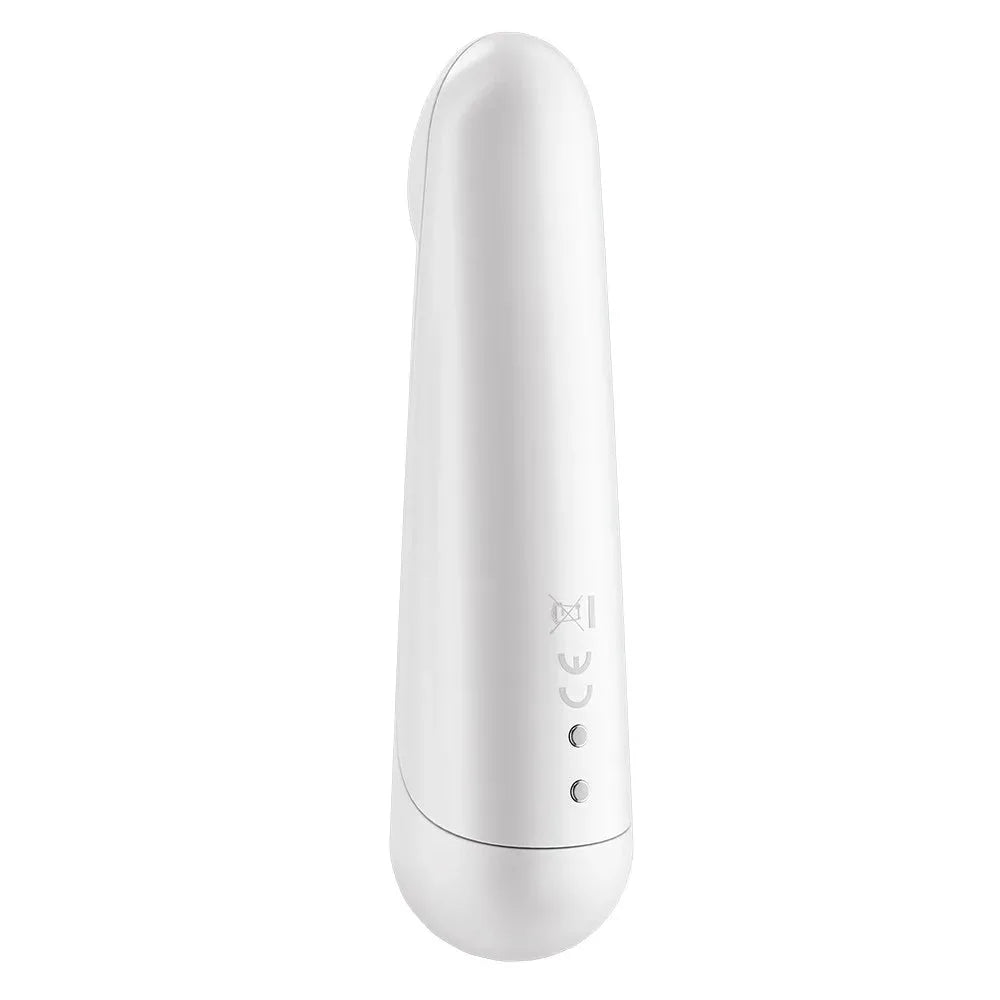 Vibromasseur blanc USB compact et puissant, design ergonomique pour stimulation ciblée, intime et discret.