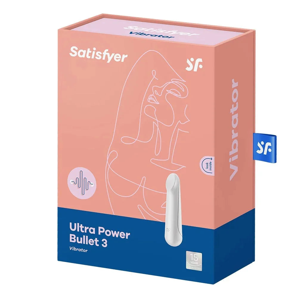 Vibromasseur blanc Satisfyer Ultra Power Bullet 3, compact et puissant pour moments intimes inoubliables.