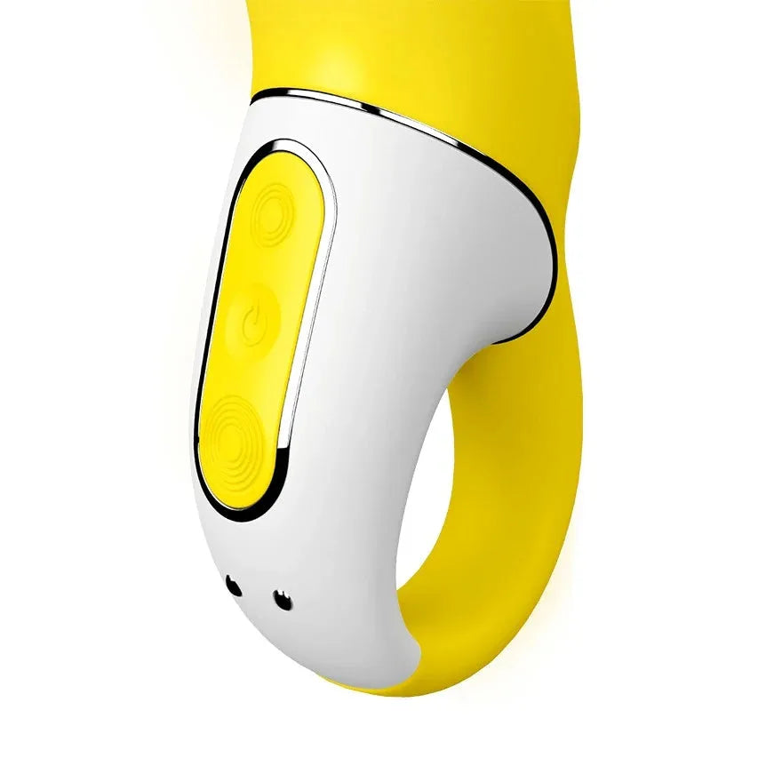 Vibromasseur en silicone jaune, waterproof et rechargeable USB, Satisfyer Yummy Sunshine.