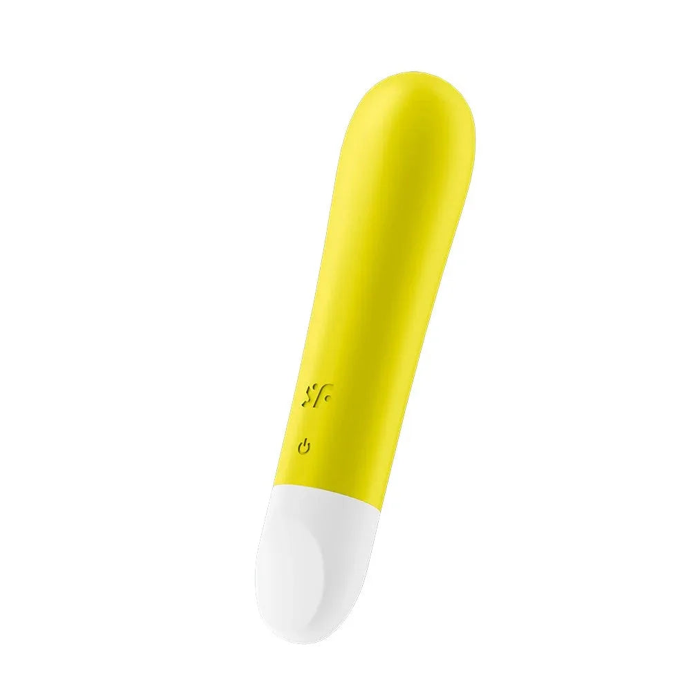 Vibromasseur jaune USB puissant, design compact, idéal pour stimulis intimes.