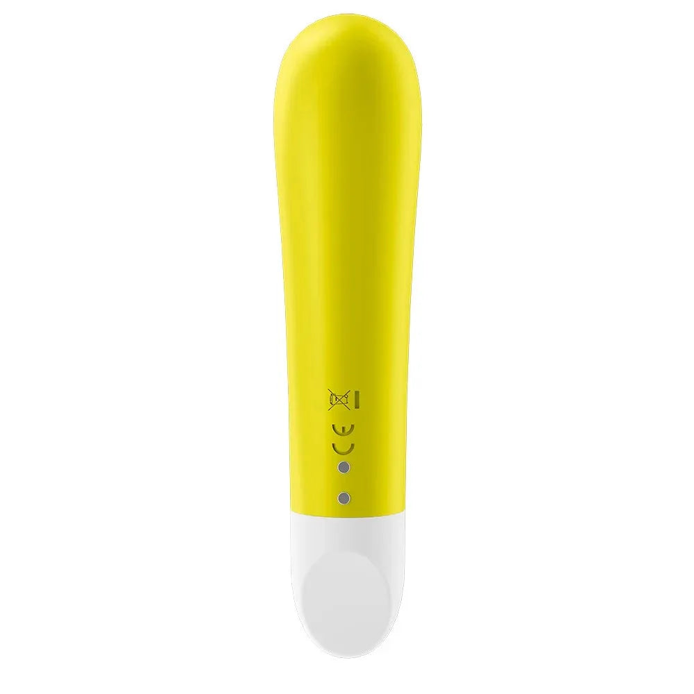 Vibromasseur jaune USB ultra puissant, design minimaliste, pour plaisir intense et discret.