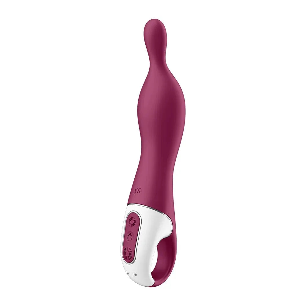 Vibromasseur silicone framboise ergonomique waterproof pour stimulation harmonieuse.