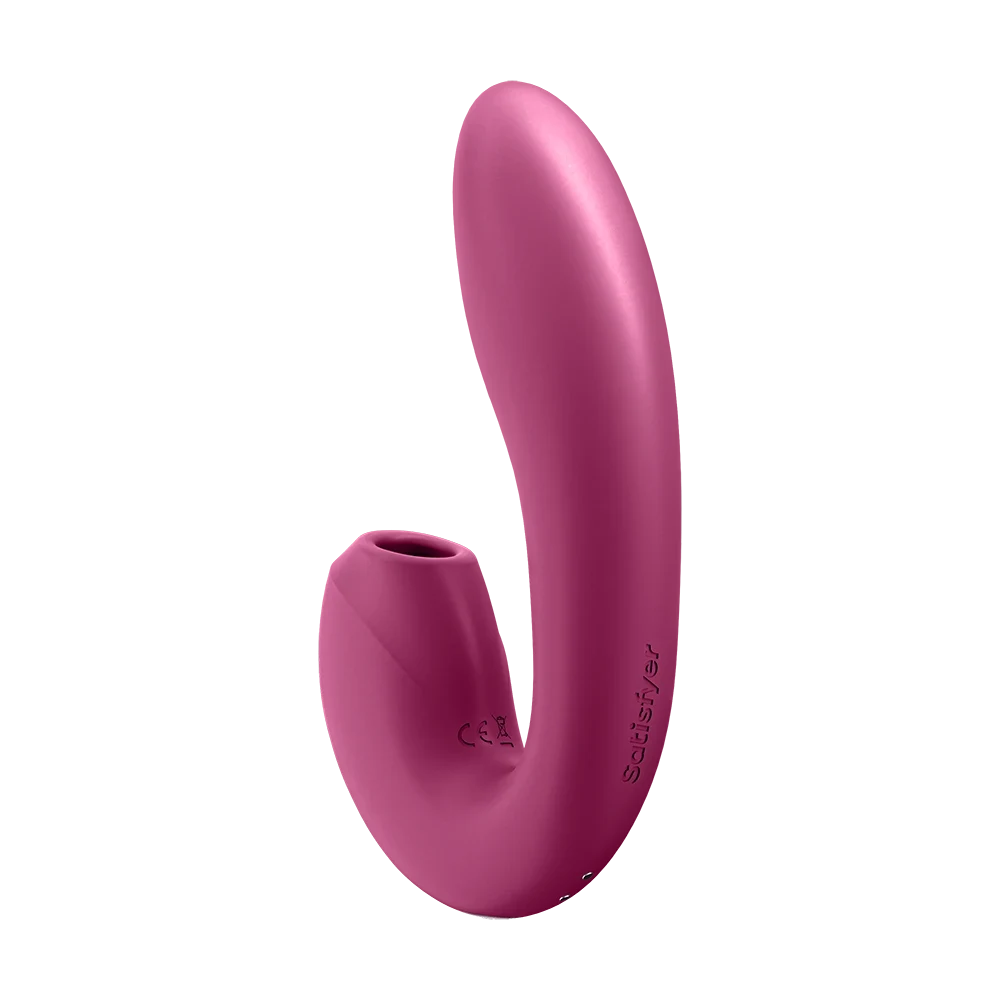 Vibromasseur rose en silicone avec stimulateur de clitoris, waterproof et rechargeable USB.