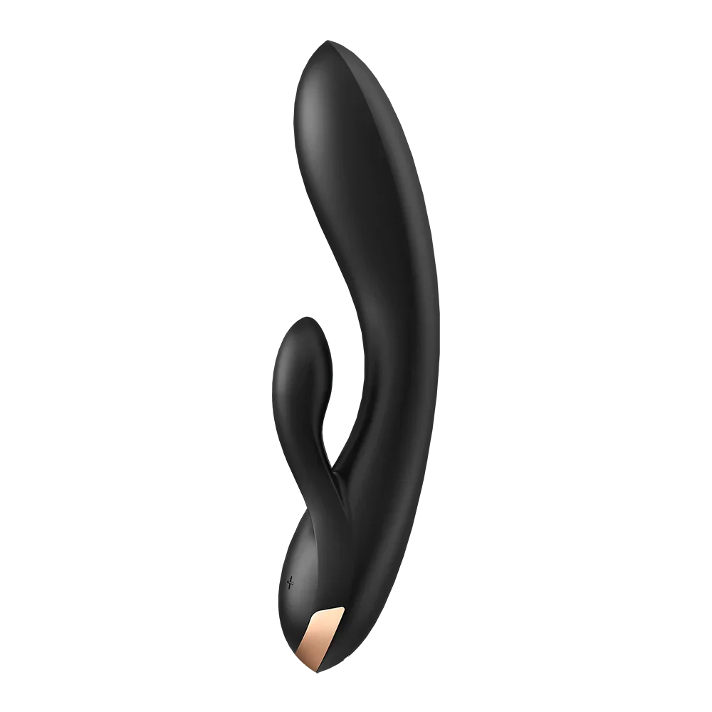 Vibromasseur rabbit noir, double stimulation, silicone ergonomique, idéal pour le plaisir intime et waterproof.