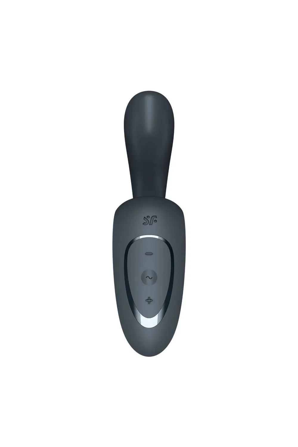Vibromasseur rabbit en silicone gris, étanche et puissant, pour une stimulation intense.