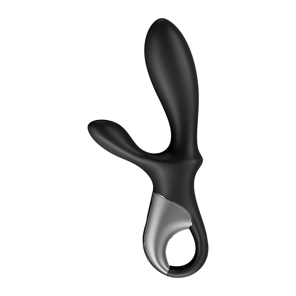 Vibromasseur rabbit noir chauffant connecté, silicone doux, plaisir intense.