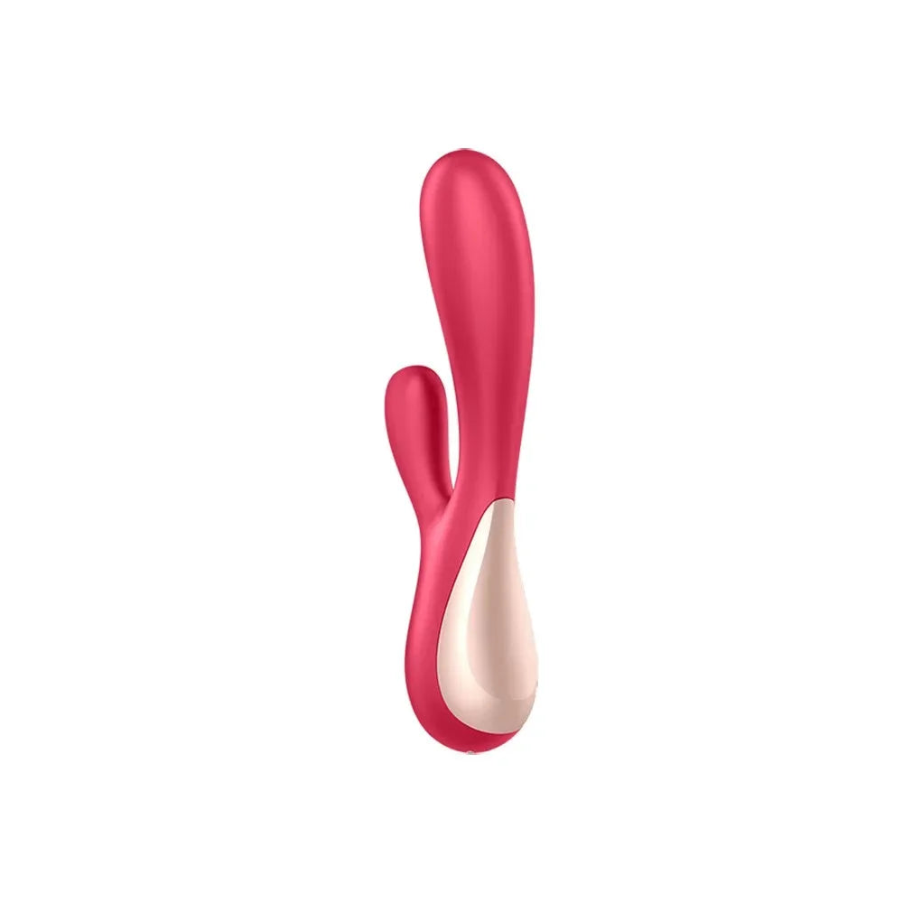 Vibromasseur rabbit rouge en silicone, connecté et ergonomique, pour plaisir intime et stimulation clitoridienne optimale.