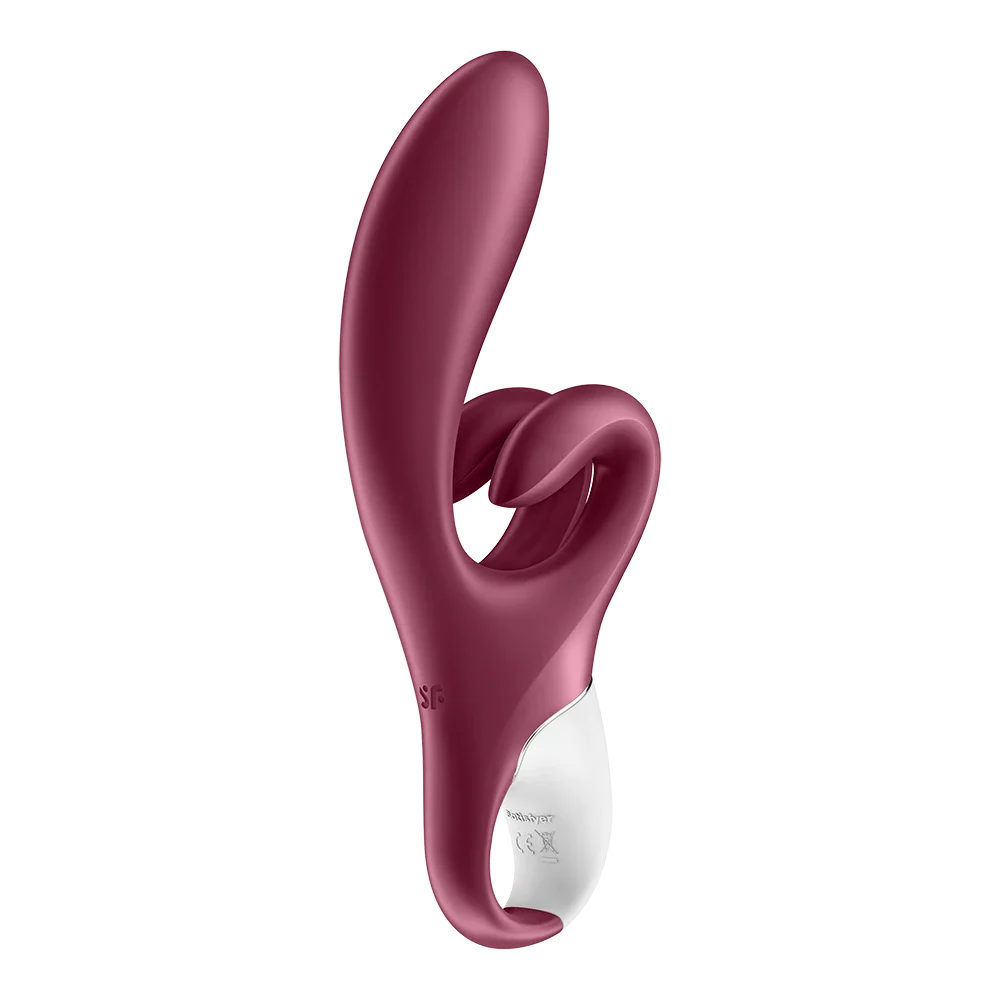 Vibromasseur silicone rouge double stimulation clitoridienne et vaginale, waterproof.
