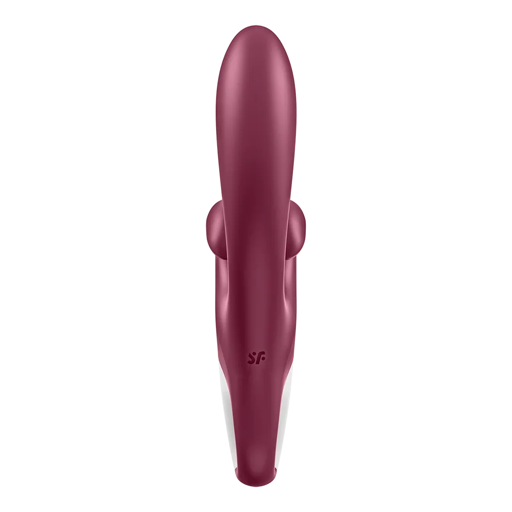 Vibromasseur Rabbit rouge, double stimulation, silicone doux, étanche, plaisir optimal.