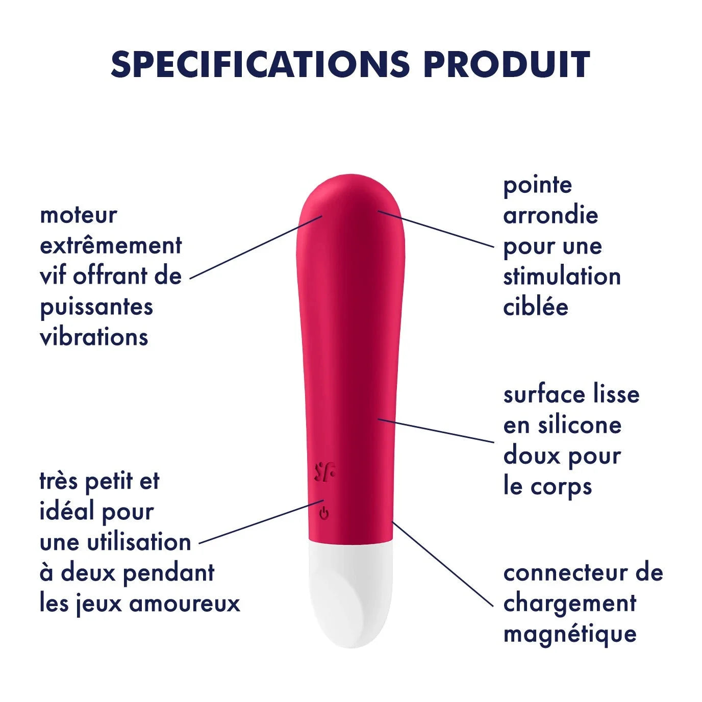 Vibromasseur USB rouge compact, silicone doux, vibrations puissantes, stimulation ciblée. Idéal pour moments intimes.