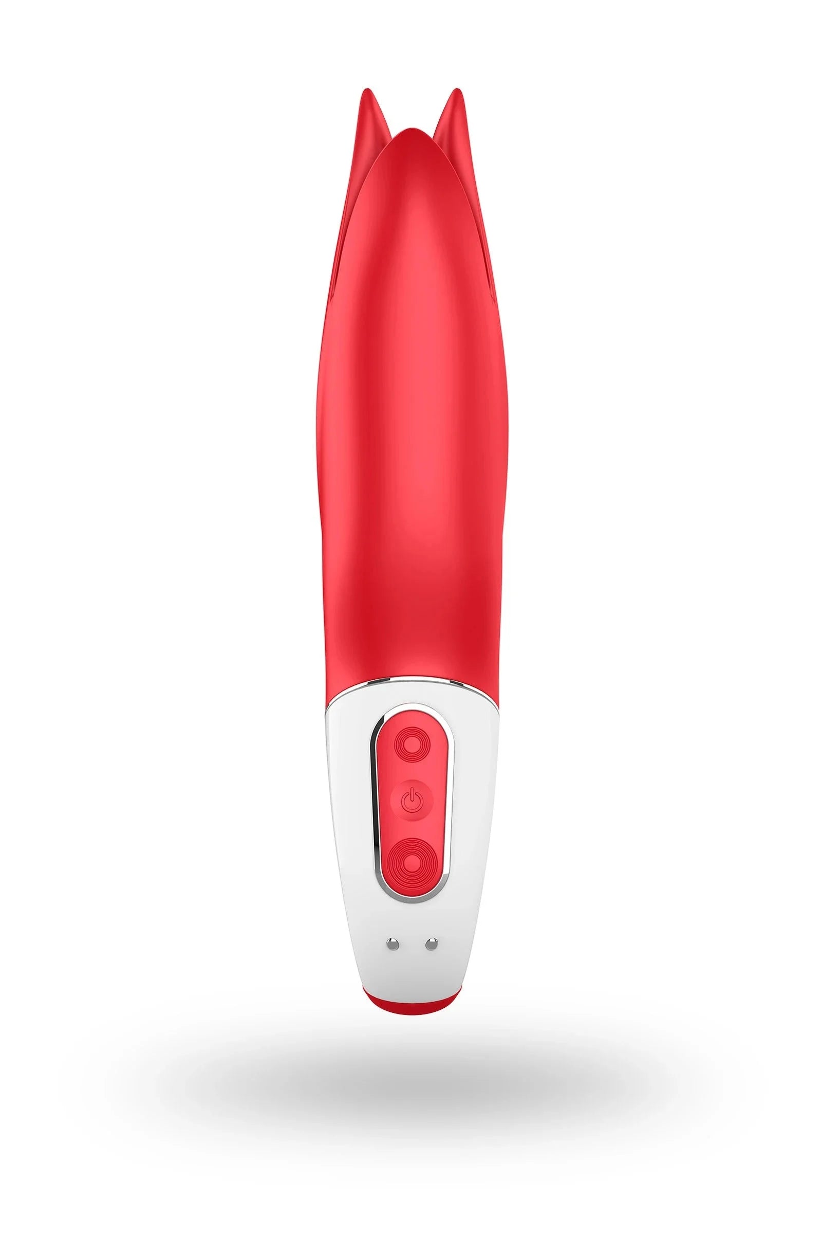 Vibromasseur rouge waterproof en silicone, rechargeable USB, design ergonomique pour stimulation intime.