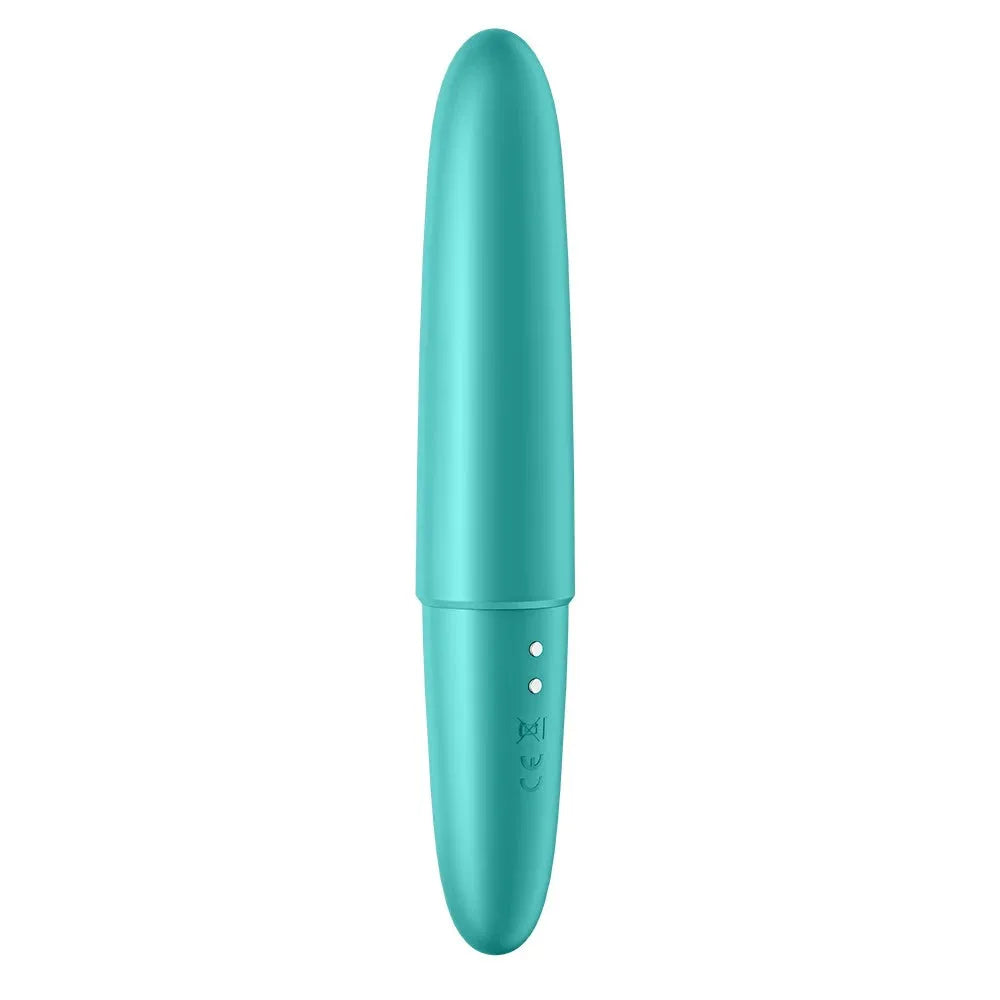 Vibromasseur turquoise USB compact et puissant, idéal pour moments intimes.