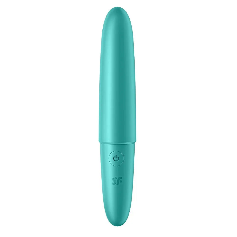 Vibromasseur turquoise USB en silicone, élégant et puissant, pour plaisir intime et discret.