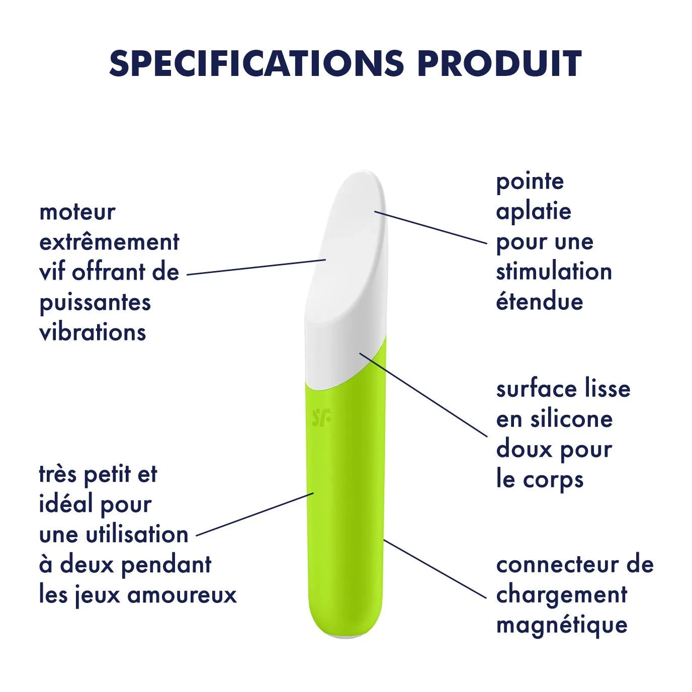 Vibromasseur compact vert en silicone avec vibrations puissantes et charge magnétique, idéal pour une stimulation précise et étendue.
