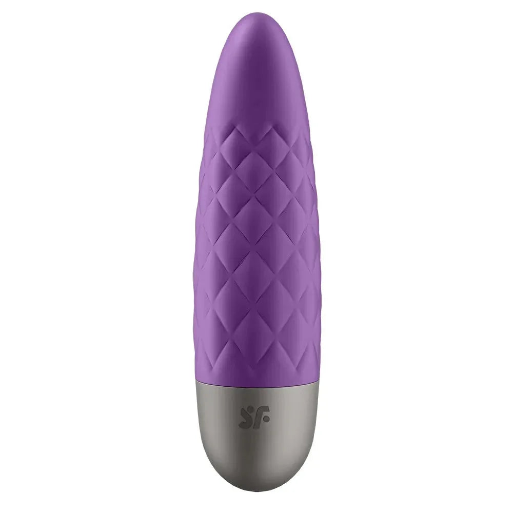 Vibromasseur bullet violet texturé, rechargeable USB, pour plaisir intense.
