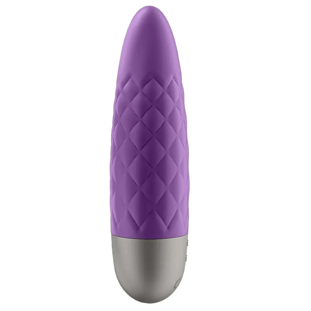 Vibromasseur violet USB compact, silicone texturé, idéal pour stimulation intense et plaisir discret.