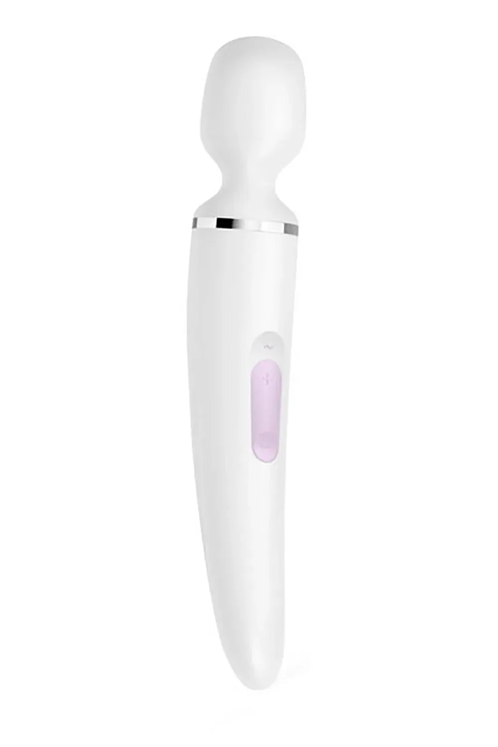 Vibromasseur XXL blanc en silicone ergonomique et waterproof pour massages intimes stimulants.