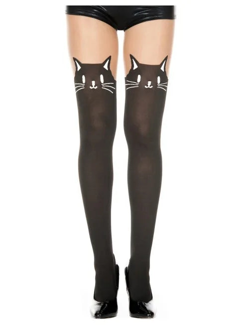 Fournisseur Music Legs Collant semi opaque avec tête de chat fantaisie