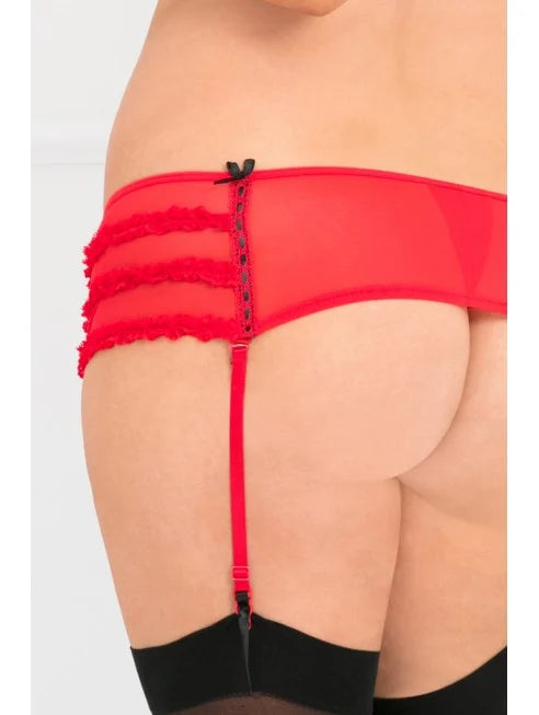 Fournisseur dropshipping Porte-jarretelles string rouge grande taille fine maille