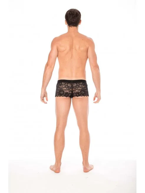Boxer noir en dentelle délicate