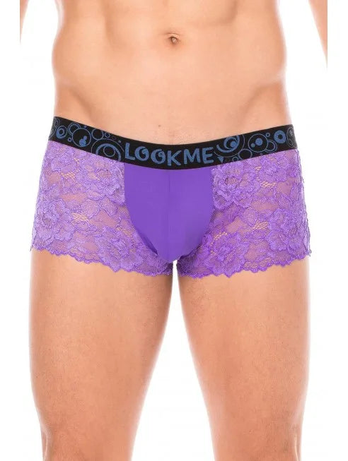 Boxer violet en dentelle délicate