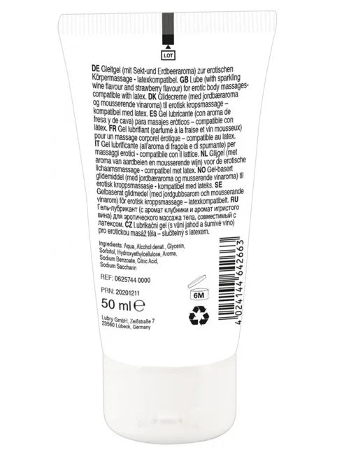 Lubrifiant à l'eau comestible goût fraise/vin pétillant 50ml