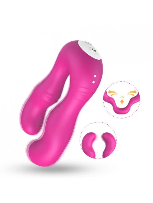 Vibromasseur Rose en forme de U double tête stimulateur point G - USK-07PNK