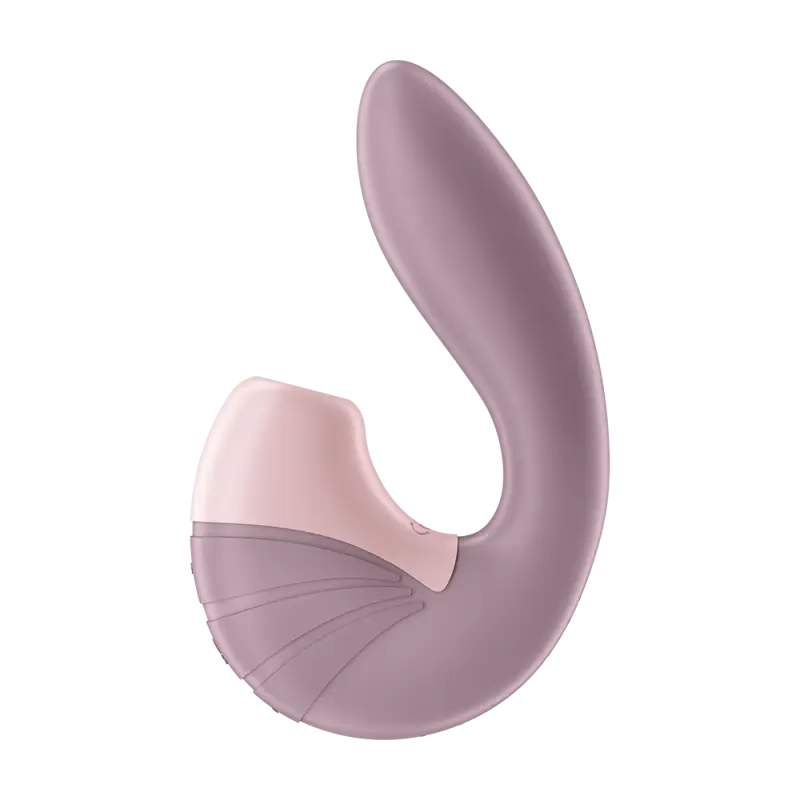 1. Image d'un vibromasseur Satisfyer Supernova en violet et rose, conçu pour une double stimulation clitoridienne et vaginale