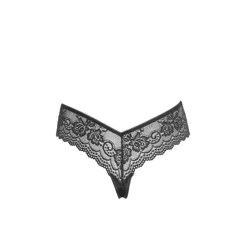 String en dentelle florale noire