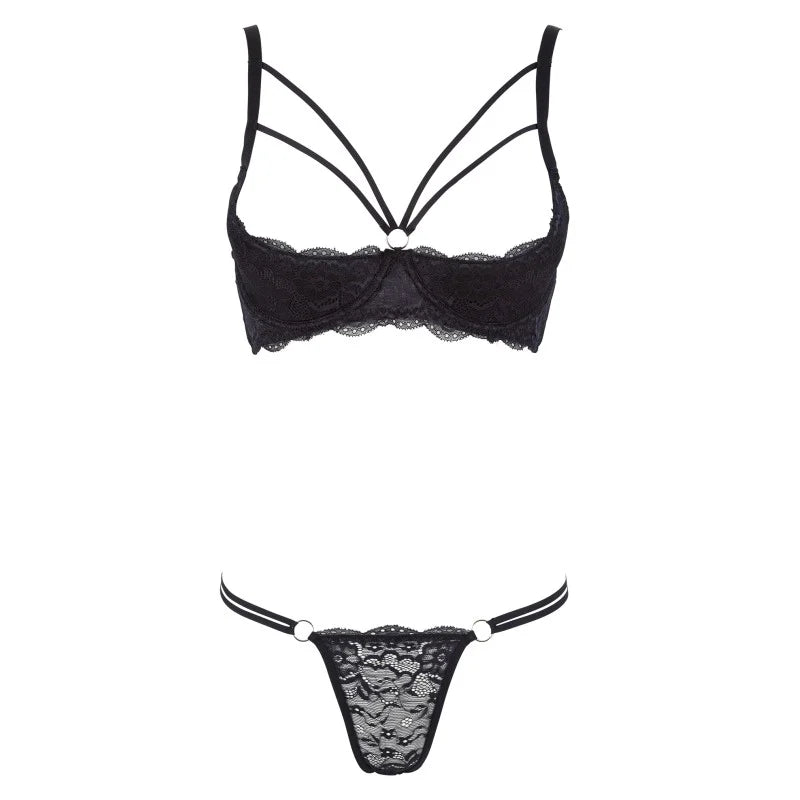 Ensemble soutien-gorge demi seins a armatures et string