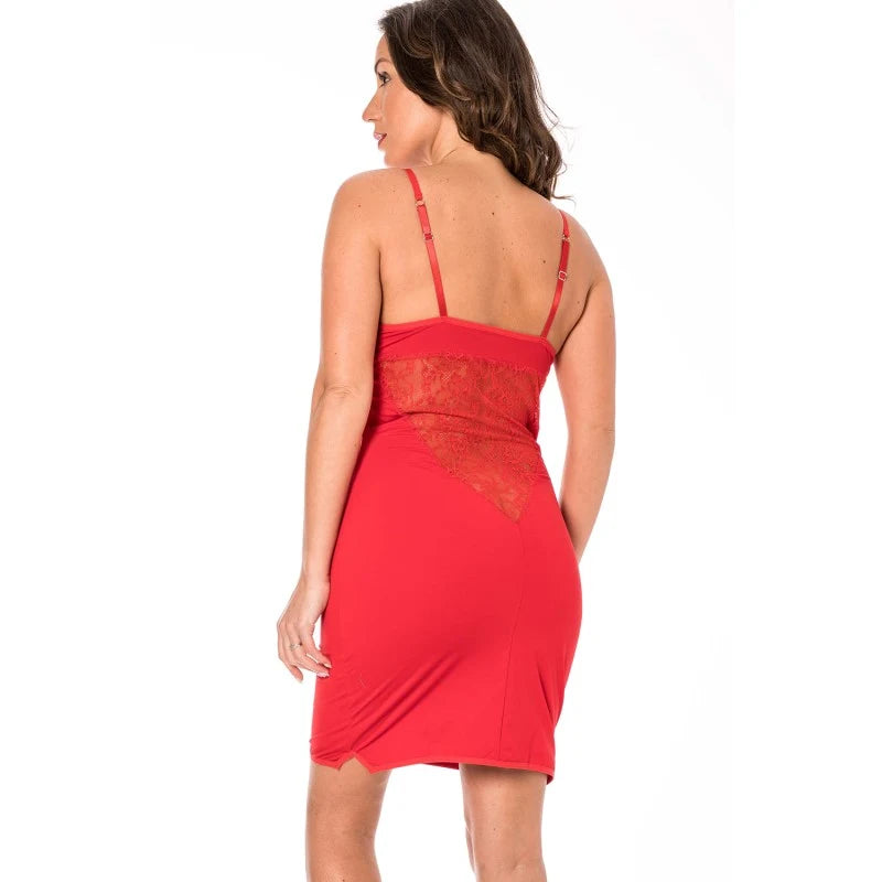Robe décollectée rouge Emilia