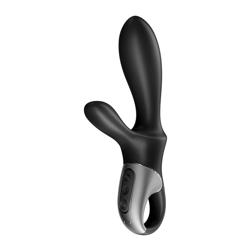 Vibromasseur rabbit noir USB, chauffant et connecté Heat Climax+ Satisfyer