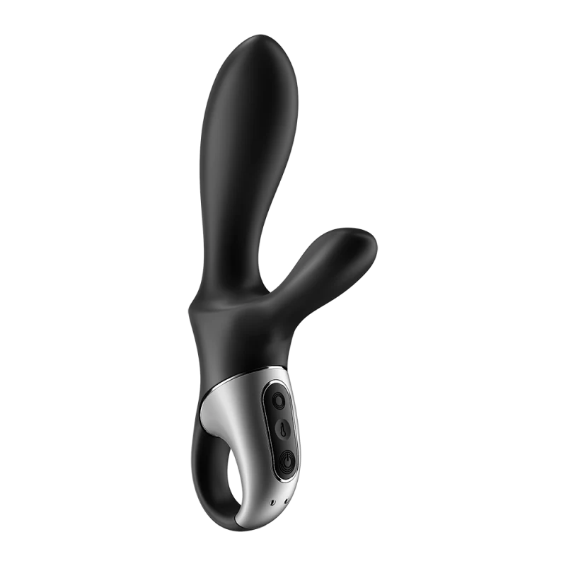 Vibromasseur rabbit noir USB, chauffant et connecté Heat Climax+ Satisfyer
