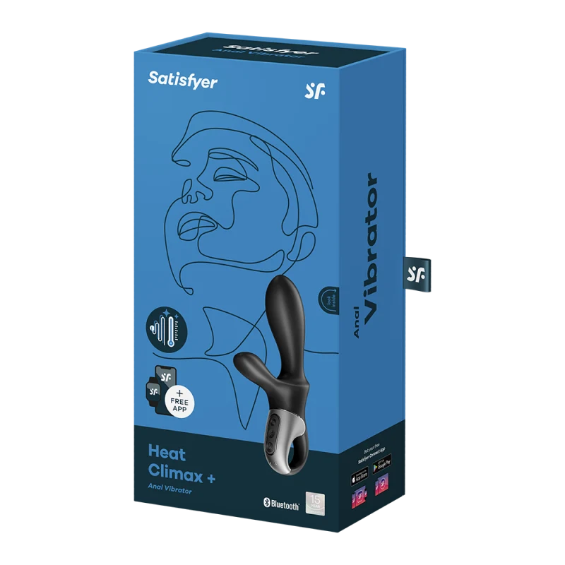 Vibromasseur rabbit noir USB, chauffant et connecté Heat Climax+ Satisfyer