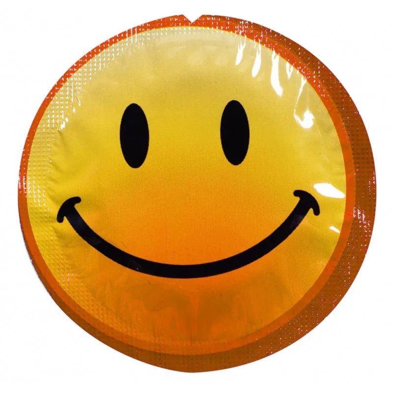 Préservatif lubrifié en latex smiley x 1 couleur aléatoire 54mm
