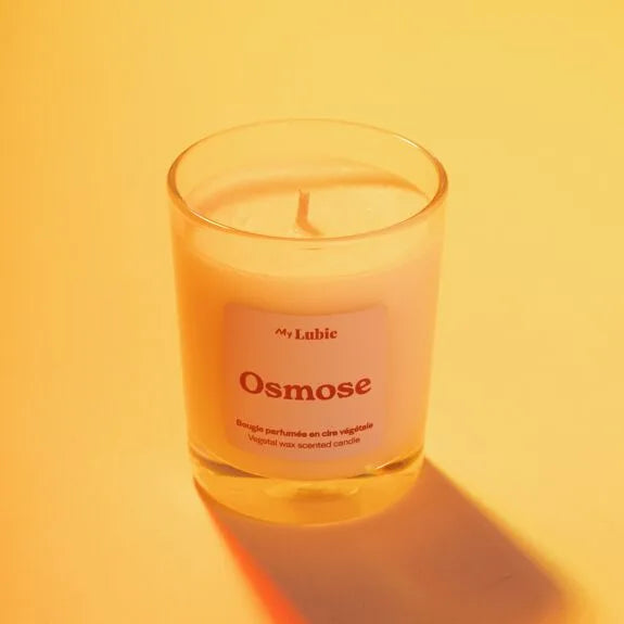 Bougie parfumée à la cire végétale pour moments intimes, parfum envoûtant.