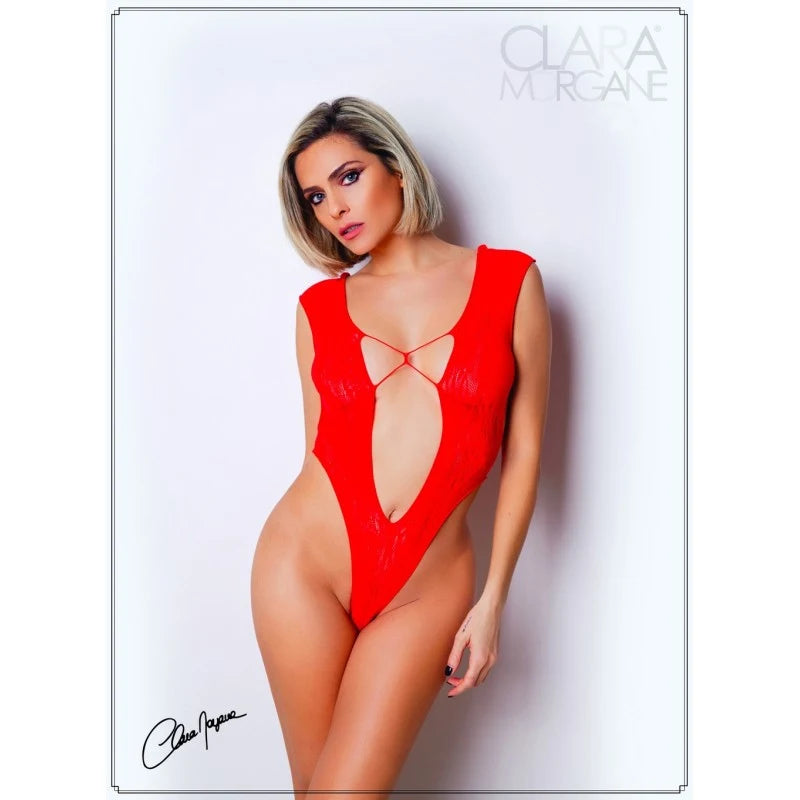 Body Rouge avec décolleté plongeant - Le Numéro 2 - Collection Body