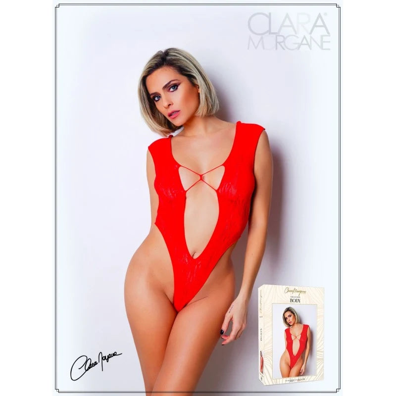 Body Rouge avec décolleté plongeant - Le Numéro 2 - Collection Body