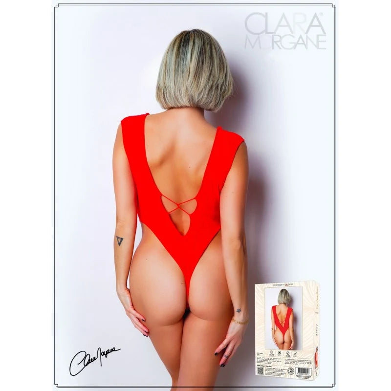 Body Rouge avec décolleté plongeant - Le Numéro 2 - Collection Body
