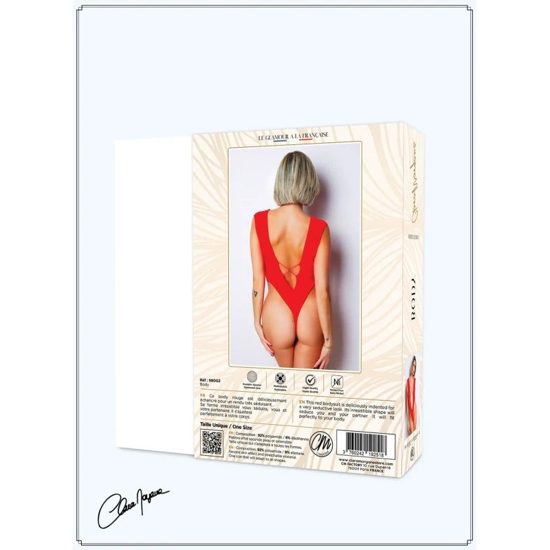 Body Rouge avec décolleté plongeant - Le Numéro 2 - Collection Body