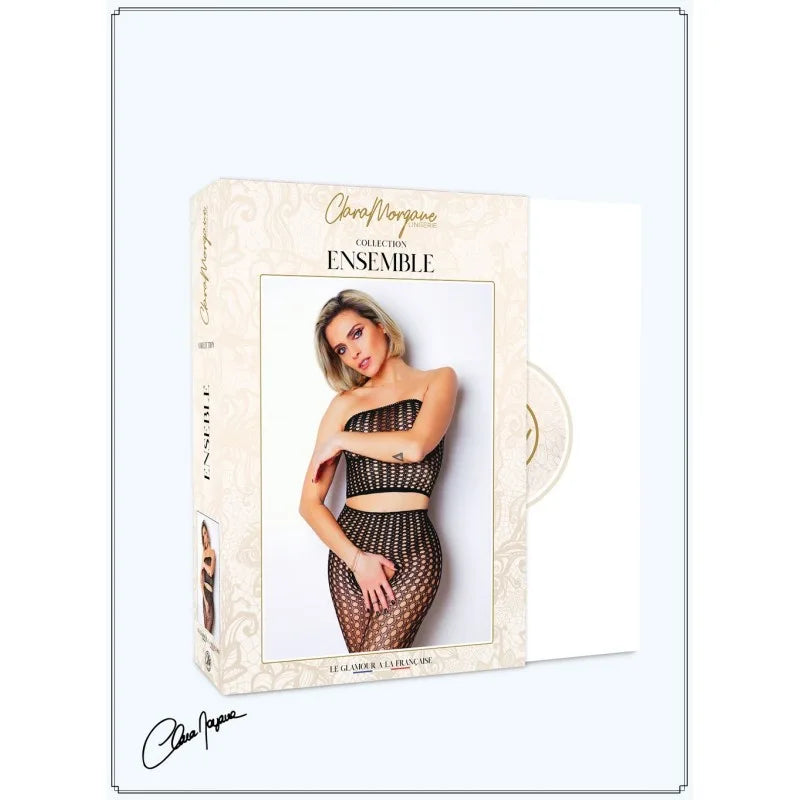 Ensemble 2 pièces résille ouvert à l'entrejambe - Le Numéro 2 - Collection Ensemble