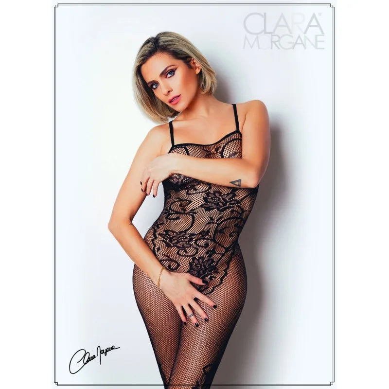 Bodystocking résille imprimé motifs floraux - Le Numéro 13 - Collection Bodystocking