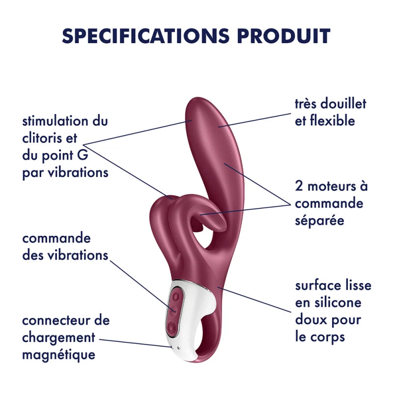 Vibromasseur rabbit point G rouge double stimulation clitoridienne Touch Me Satisfyer