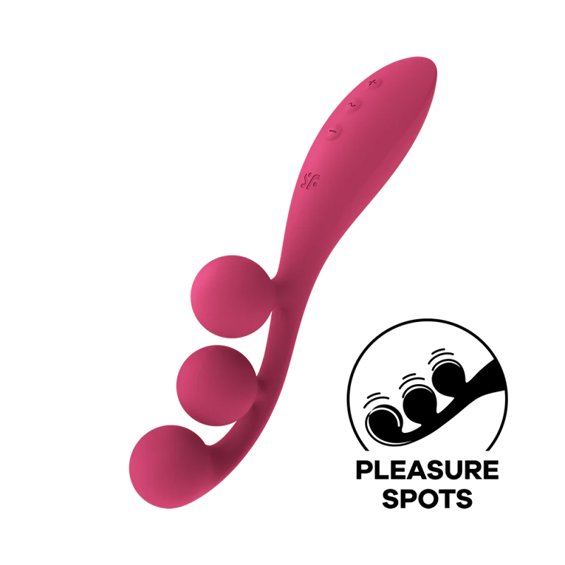 Vibromasseur triple stimulation flexible, anal, vaginale, clitoridienne Tri Ball rouge USB Satisfyer