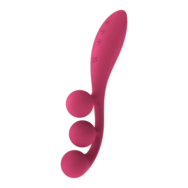 Vibromasseur triple stimulation flexible, anal, vaginale, clitoridienne Tri Ball rouge USB Satisfyer