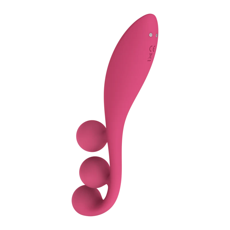 Vibromasseur triple stimulation flexible, anal, vaginale, clitoridienne Tri Ball rouge USB Satisfyer