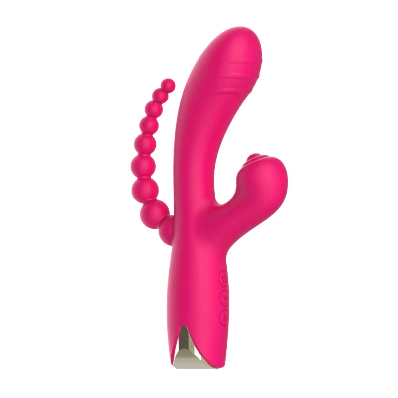 Vibromasseur triple stimulation USB rose Snappy Bunny