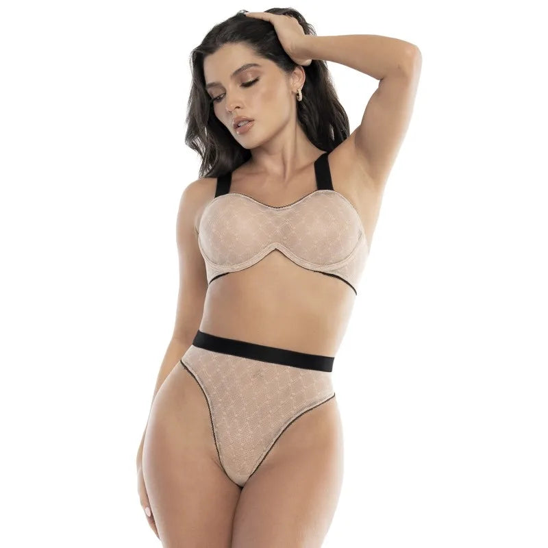 Ensemble 2 pièces soutien-gorge et culotte Chair / Noir
