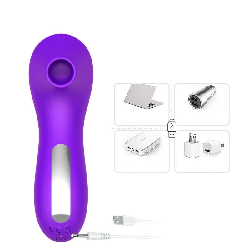 Stimulateur succion de clitoris et tétons USB violet